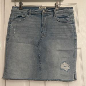 Kensie jeans; jean denim skirt Retail $89.00; size 8 destructed denim